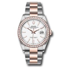 Đồng hồ Rolex Steel & Everose Rolesor Datejust Diamond Bezel White Index Dial Oyster Bracelet 126281RBR wio 36mm