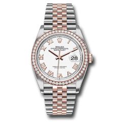 Đồng hồ Rolex Steel & Everose Rolesor Datejust Diamond Bezel White Roman Dial Jubilee Bracelet 126281RBR wrj 36mm