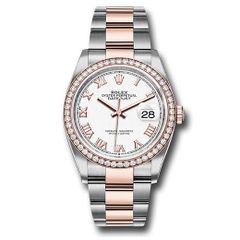 Đồng hồ Rolex Steel & Everose Rolesor Datejust Diamond Bezel White Roman Dial Oyster Bracelet 126281RBR wro 36mm