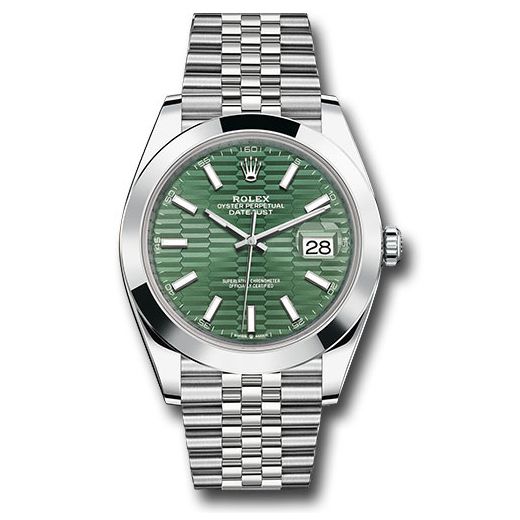 Đồng hồ Rolex Oystersteel Datejust Smooth Bezel Mint Green Fluted Motif Index Dial Jubilee Bracelet 126300 mgflmij 41mm