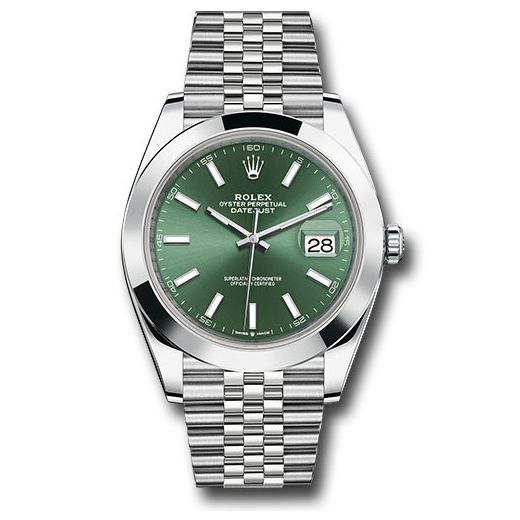 Đồng hồ Rolex Oystersteel Datejust Smooth Bezel Mint Green Index Dial Jubilee Bracelet 126300 mgij 41mm