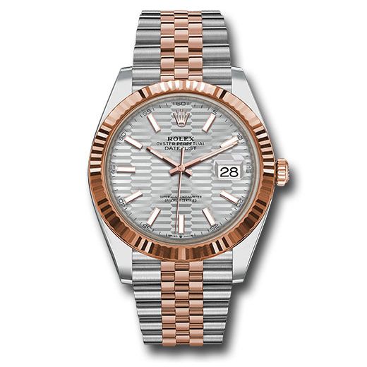 Đồng hồ Rolex Everose Rolesor Datejust Fluted Bezel Silver Fluted Motif Index Dial Jubilee Bracelet 126331 sflmij 41mm