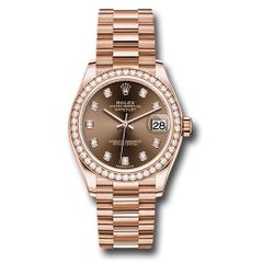 Đồng hồ Rolex Everose Gold Datejust Diamond Bezel Chocolate Diamond Dial President Bracelet 278285RBR chodp 31mm