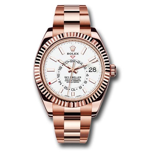 Đồng hồ Rolex Everose Gold Sky-Dweller White Index Dial Oyster Bracelet 326935 w 42mm