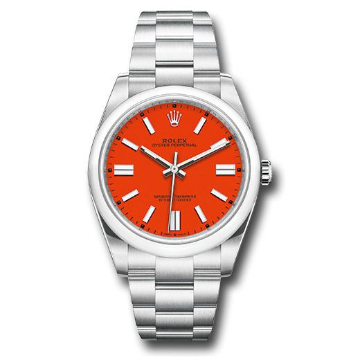 Đồng hồ Rolex Oyster Perpetual Domed Bezel Coral Red Index Dial Oyster Bracelet 124300 reio 41mm