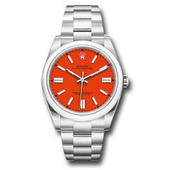 Đồng hồ Rolex Oyster Perpetual Domed Bezel Coral Red Index Dial Oyster Bracelet 124300 reio 41mm