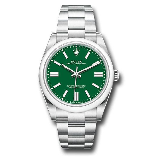 Đồng hồ Rolex Oyster Perpetual Domed Bezel Green Index Dial Oyster Bracelet 124300 greio 41mm