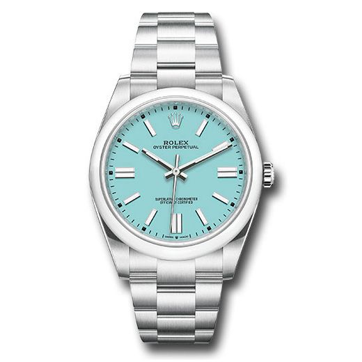 Đồng hồ Rolex Oyster Perpetual Domed Bezel Turquoise Blue Index Dial Oyster Bracelet 124300 tbio 41mm