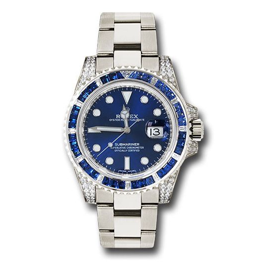 Đồng hồ Rolex White Gold Submariner Date Sapphire Diamond Bezel Blue Dial 116659 SABR bl 40mm