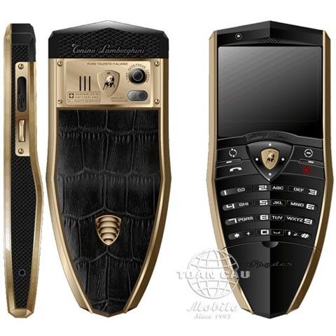Lamborghini TL688 Stainless Steel Gold and Black PVD, Black Crocodile Leather S685