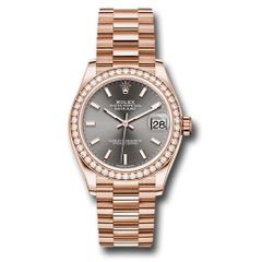 Đồng hồ Rolex Everose Gold Datejust Diamond Bezel Rhodium Index Dial President Bracelet 278285RBR dkrhip 31mm