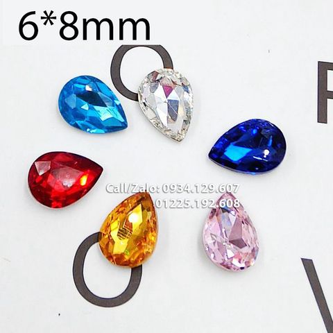 Hạt Đá giọt nước 6x8mm pha lê trang trí (10 Viên)