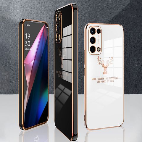 Ốp lưng OPPO Reno 5 hình Nai mạ viền crom (viền vuông)