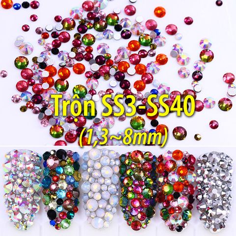 Hạt đá pha lê trộn SS3-SS40 (Mix size 1000 viên)