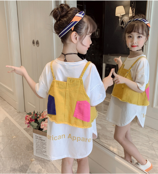 DAM810- Đầm thun + vest jeans