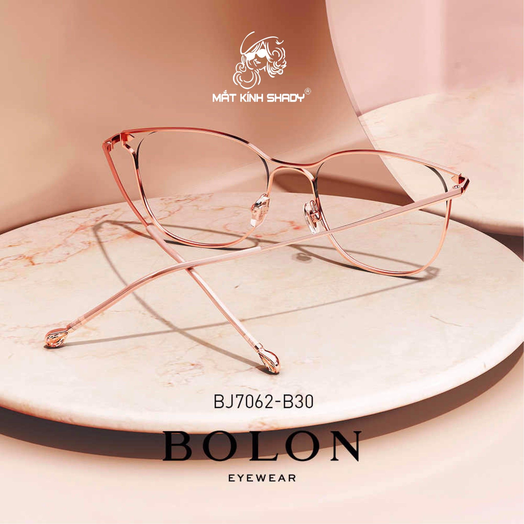 Gọng Kính Mắt Mèo Thời Trang Nữ Chính Hãng Bolon, Chất Liệu Thép Cao Cấp - BJ7062