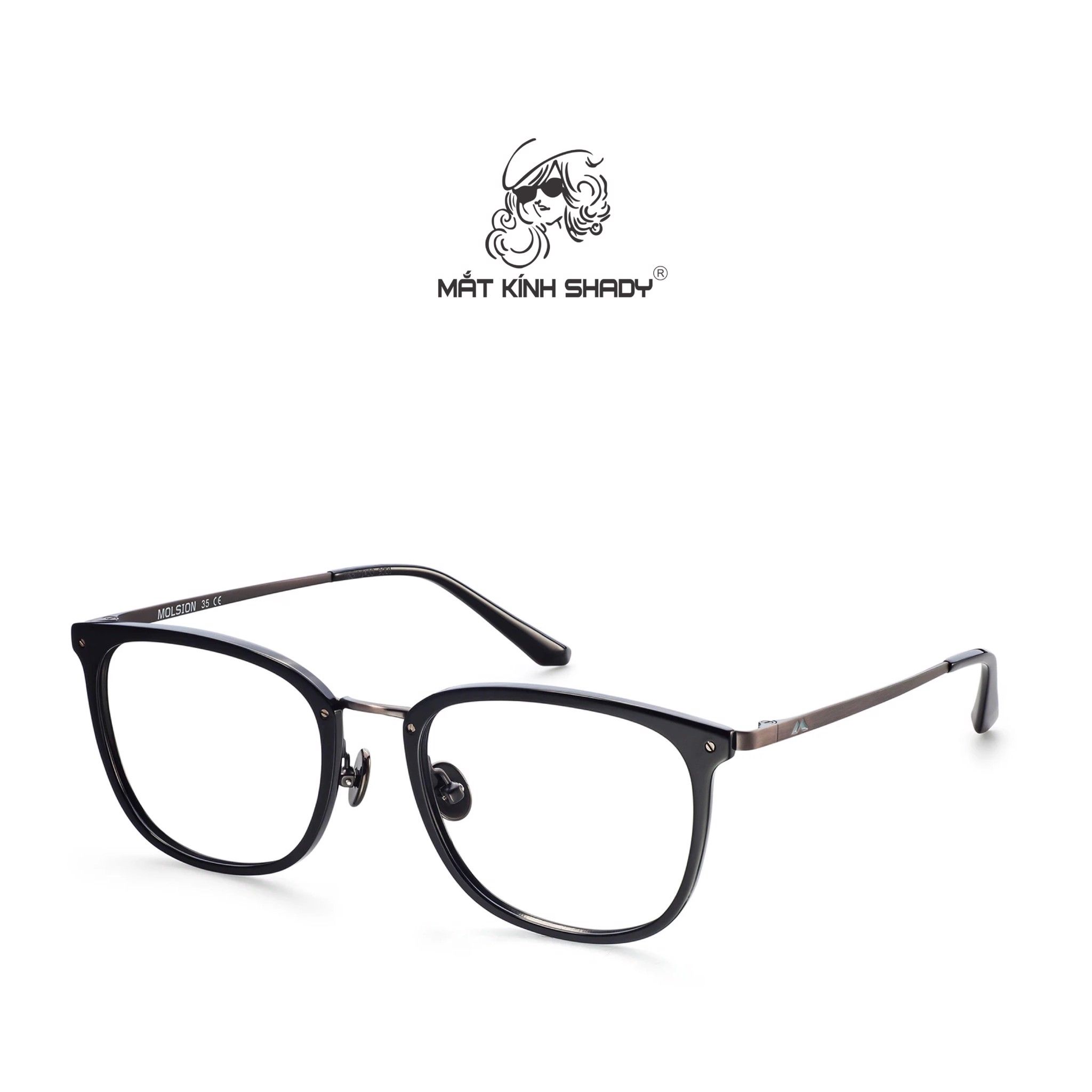 Gọng Kính Cận Dáng Vuông Bầu Thời Trang Unisex Cao Cấp, Chính Hãng Molsion - MJ6081
