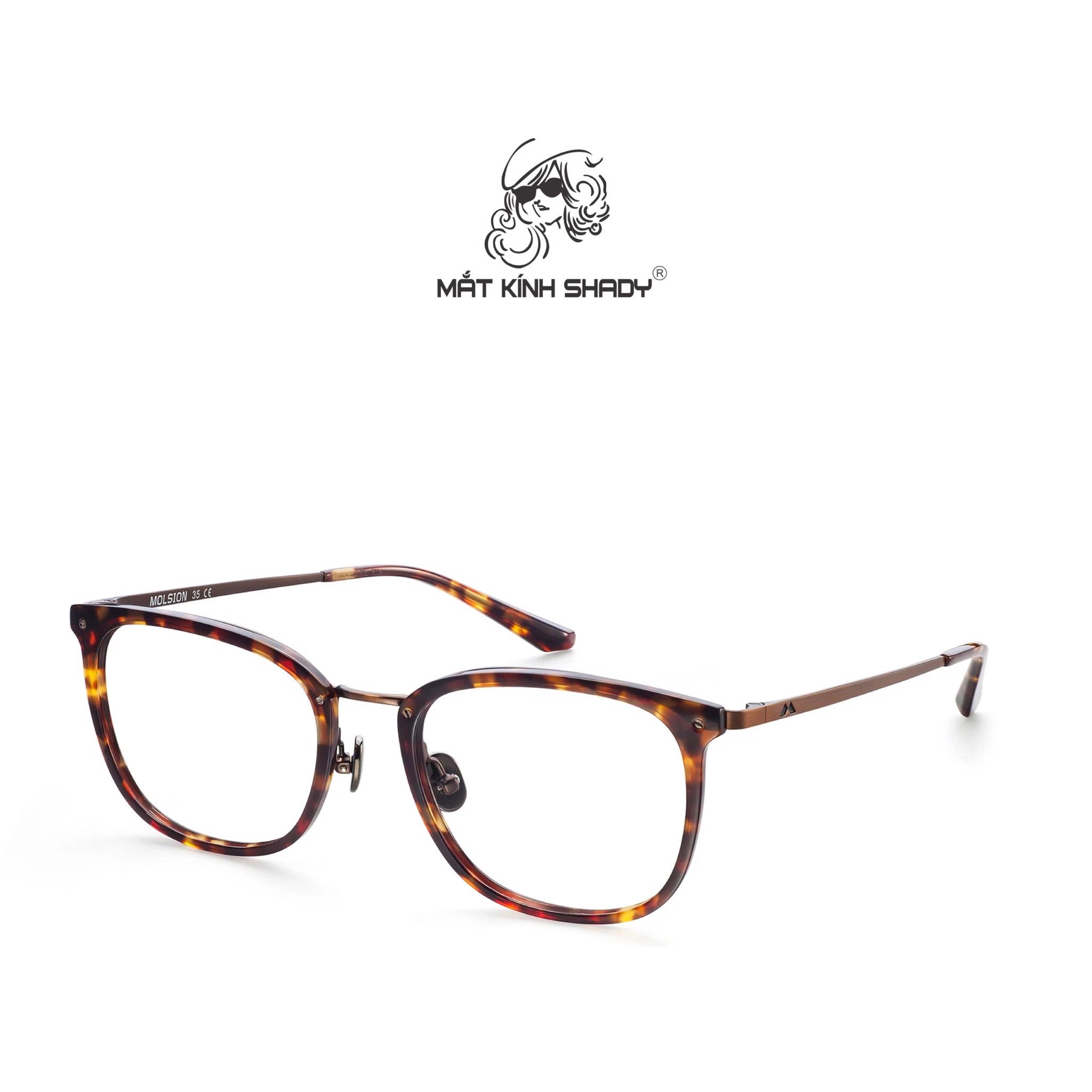 Gọng Kính Cận Dáng Vuông Bầu Thời Trang Unisex Cao Cấp, Chính Hãng Molsion - MJ6081