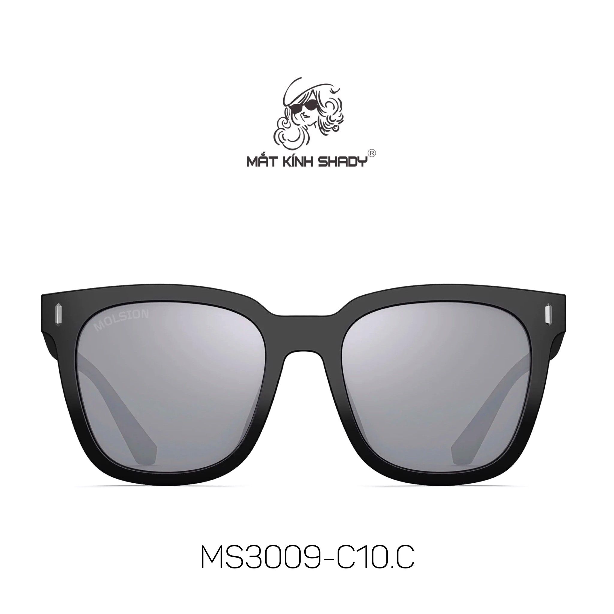 Kính Mát Chính Hãng Molsion Dáng Vuông Thời Trang Nam, Nhựa Acetate Cao Cấp - MS3009