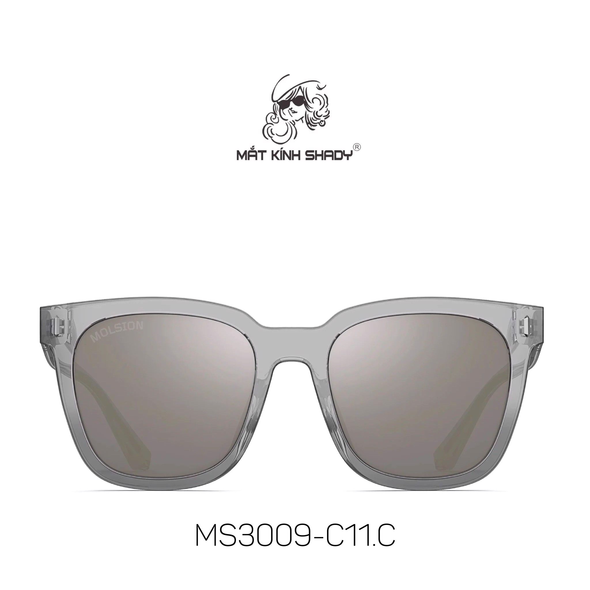 Kính Mát Chính Hãng Molsion Dáng Vuông Thời Trang Nam, Nhựa Acetate Cao Cấp - MS3009
