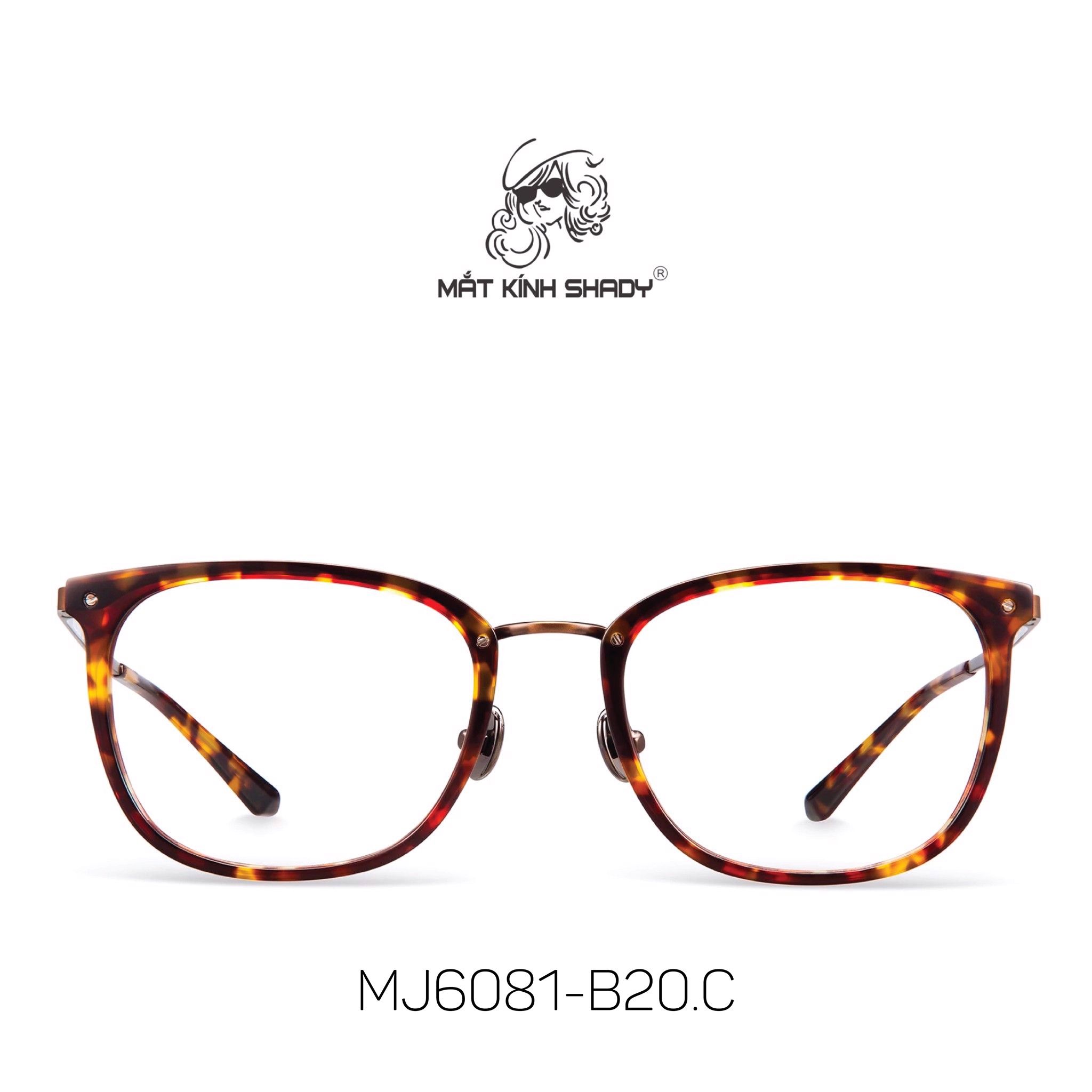 Gọng Kính Cận Dáng Vuông Bầu Thời Trang Unisex Cao Cấp, Chính Hãng Molsion - MJ6081