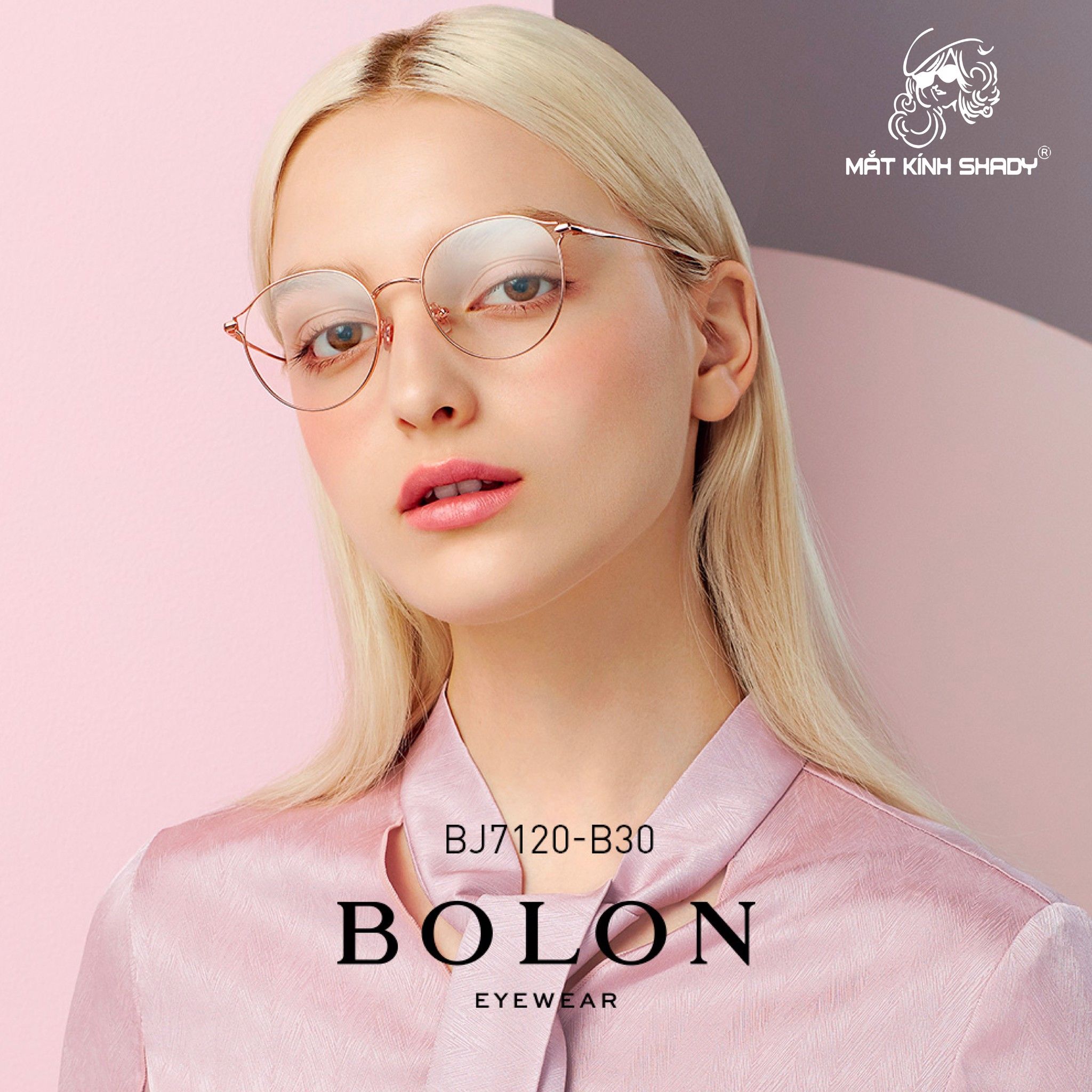 Gọng Kính Tròn Mắt Mèo Thời Trang Nữ Chính Hãng Bolon, Chất Liệu Thép Cao Cấp - BJ7120