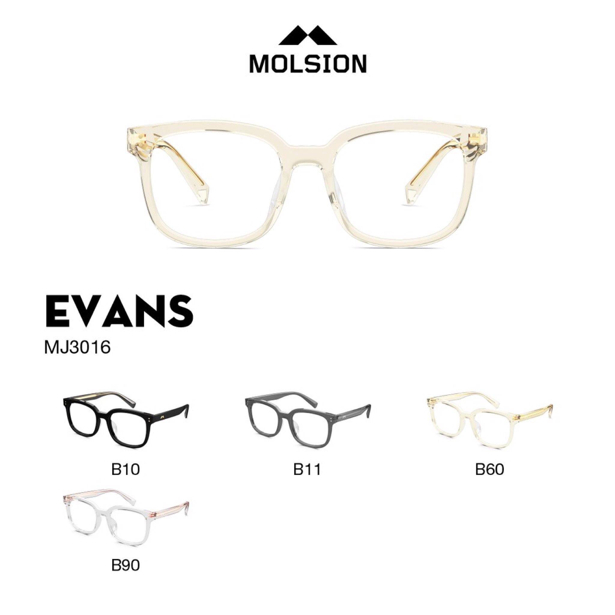 Gọng Kính Cận Chính Hãng Molsion Unisex 2020, Chất Nhựa Acetate Nguyên Khối - MJ3016