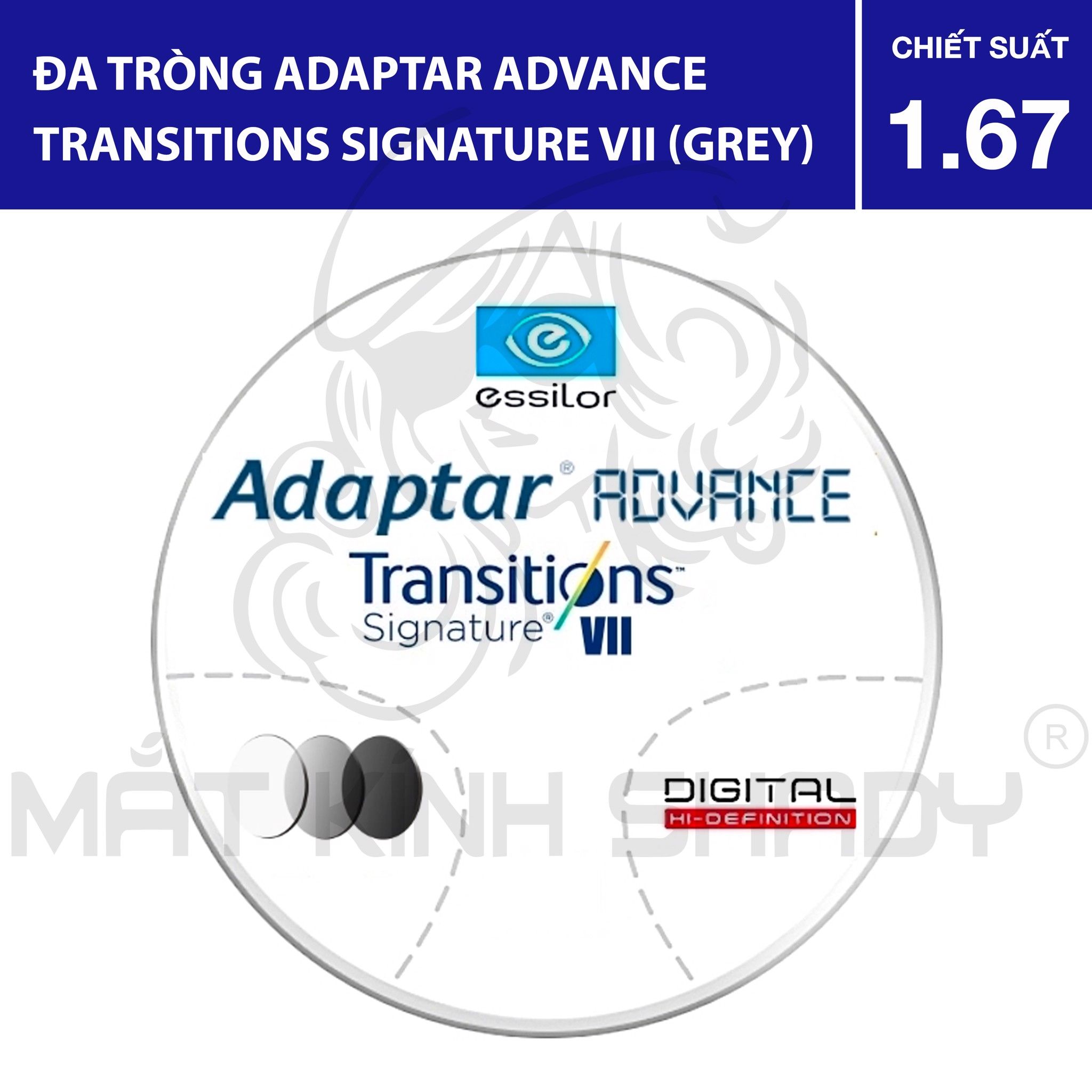 Đa tròng Adaptar Advance Transitions VII (Grey) - 1.67