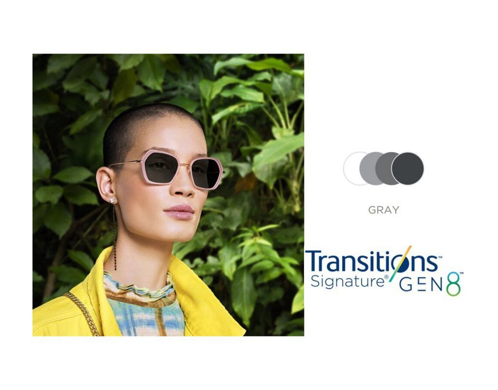 Tròng đổi màu khói ESSILOR 1.50 Transitions VIII Sapphire 360 - Chống ánh sáng xanh