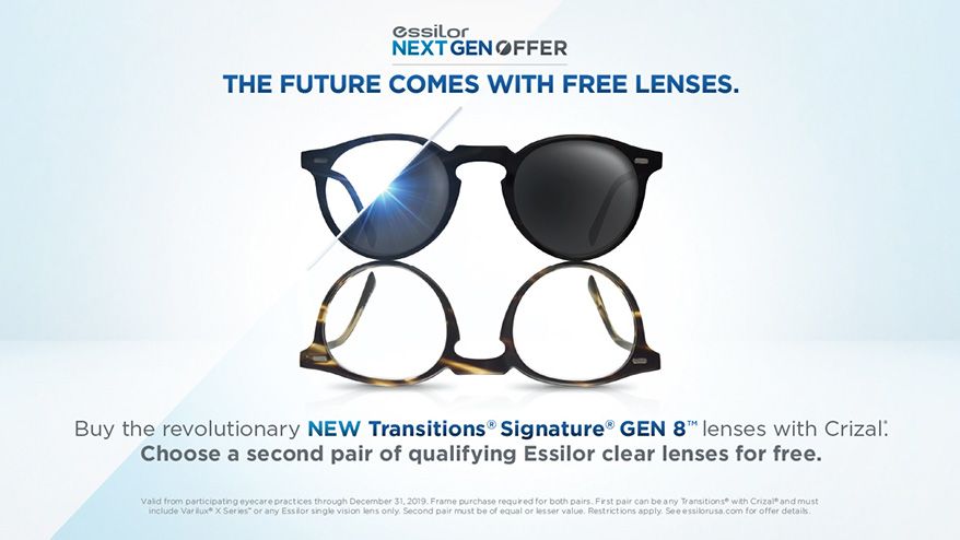 Tròng đổi màu khói ESSILOR 1.50 Transitions VIII Sapphire 360 - Chống ánh sáng xanh