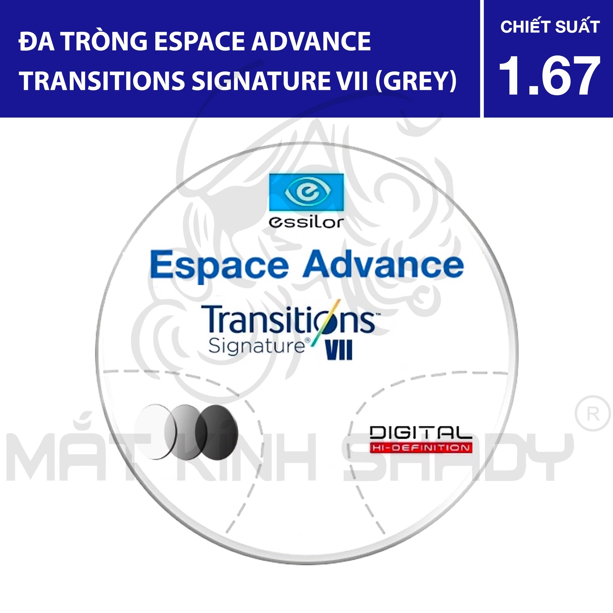 Đa tròng Espace Advance Transitions Signature VII (Grey) - 1.67