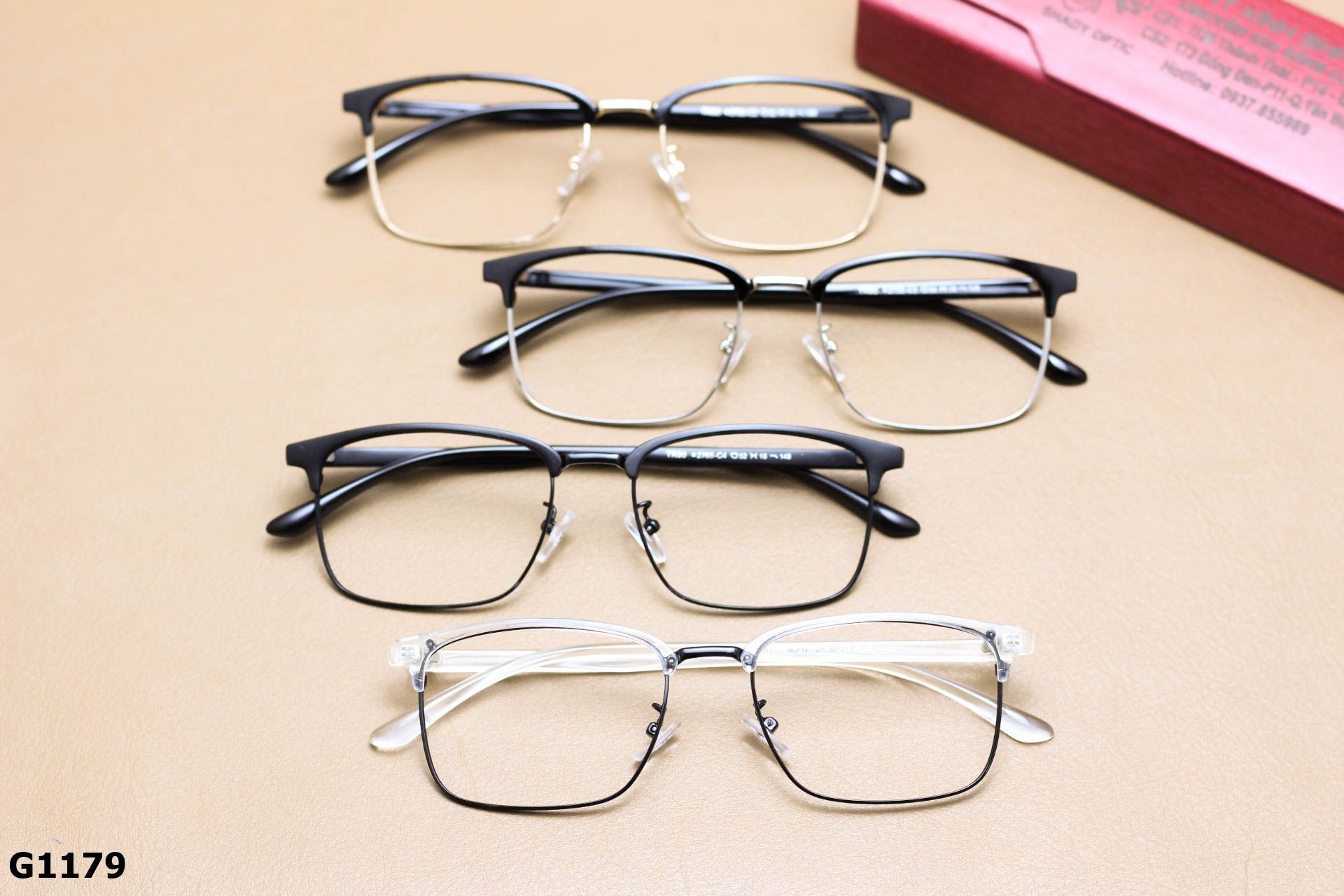 Gọng Kính Cận Hợp Kim Vuông Nửa Viền Thời Trang Unisex - G1179