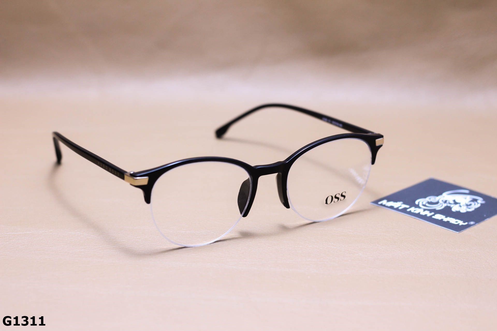 Gọng Kính Cận Nhựa Dẻo Cao Cấp, Dáng Mắt Mèo Nửa Viền Unisex - G1311