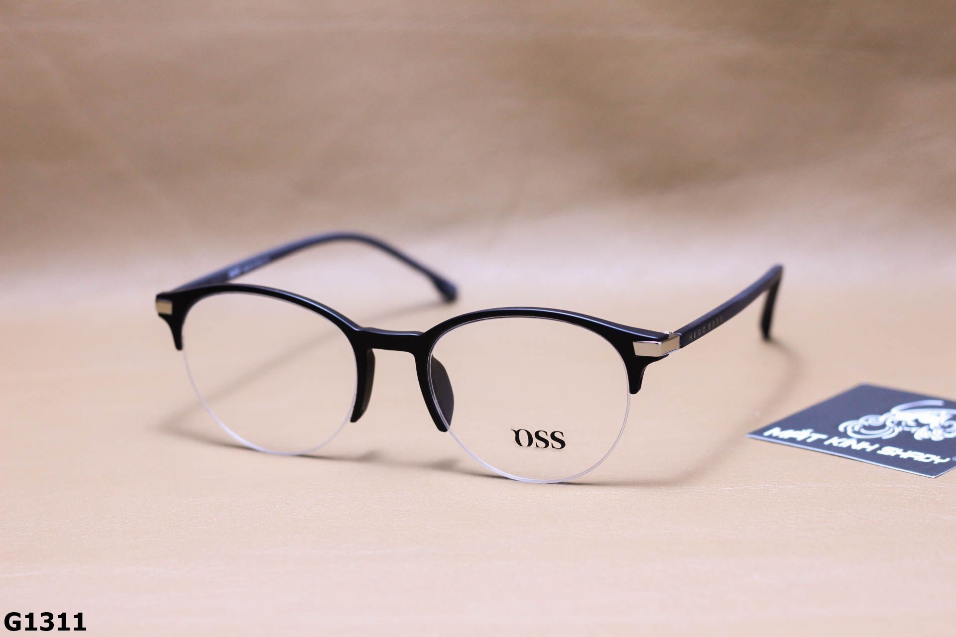Gọng Kính Cận Nhựa Dẻo Cao Cấp, Dáng Mắt Mèo Nửa Viền Unisex - G1311