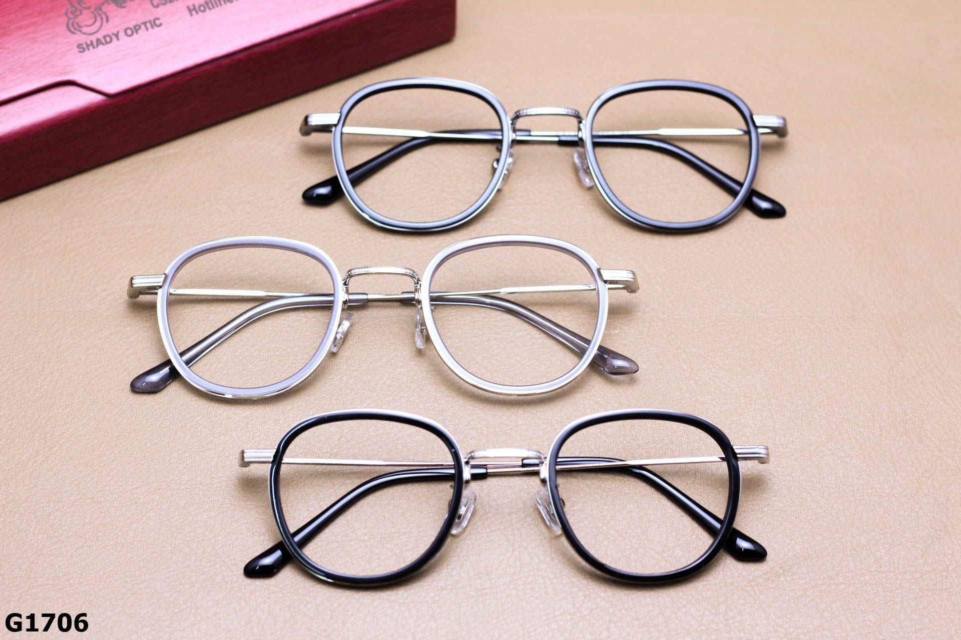 Gọng Kính Cận V Tròn Ngố Thời Trang Unisex, Chất B-Titanium Cao Cấp Thanh Mảnh - G1706 (FullBox)