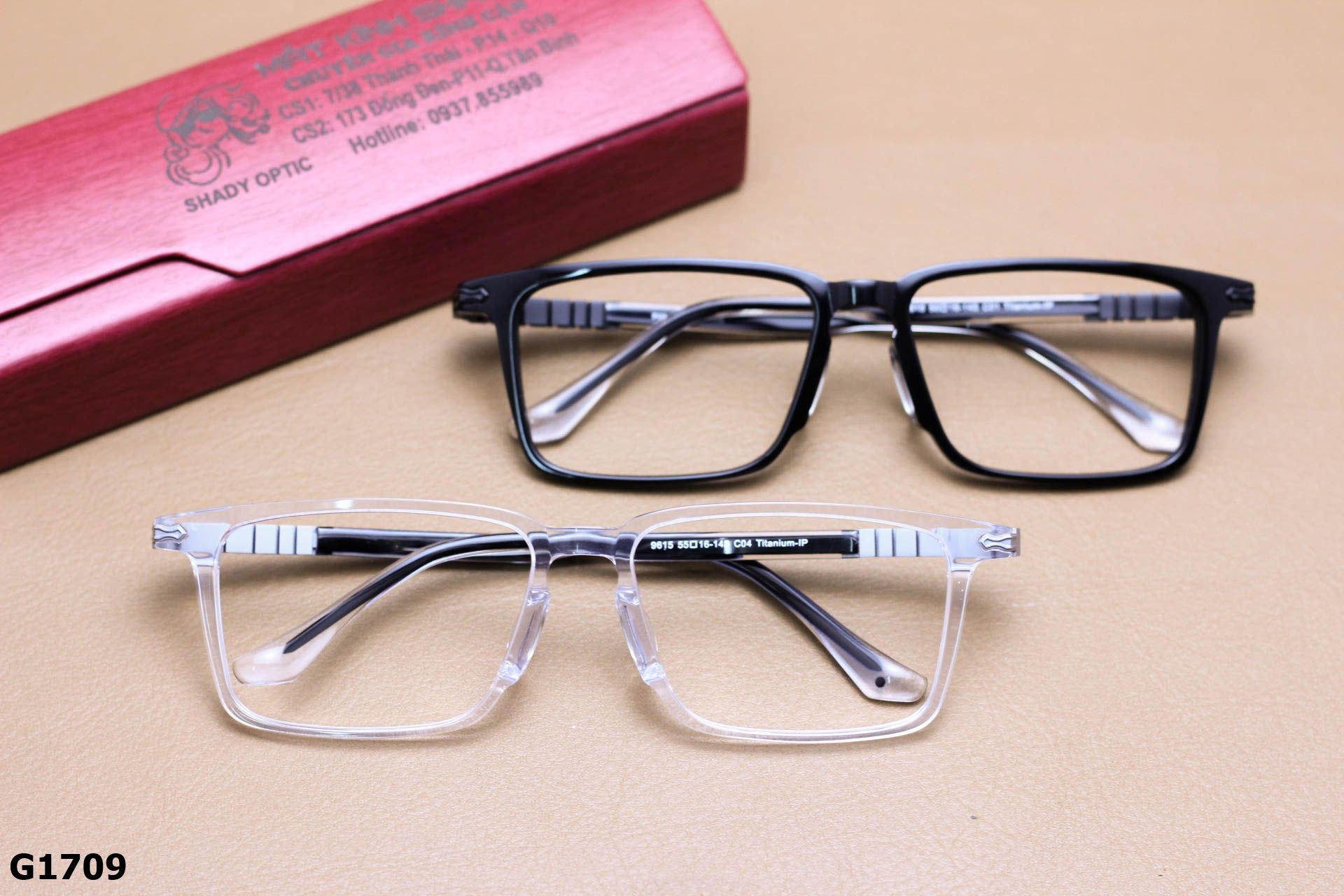 Gọng Kính Cận Dáng Vuông Thời Trang Unisex, Chất Liệu Titanium IP Cao Cấp - G1709