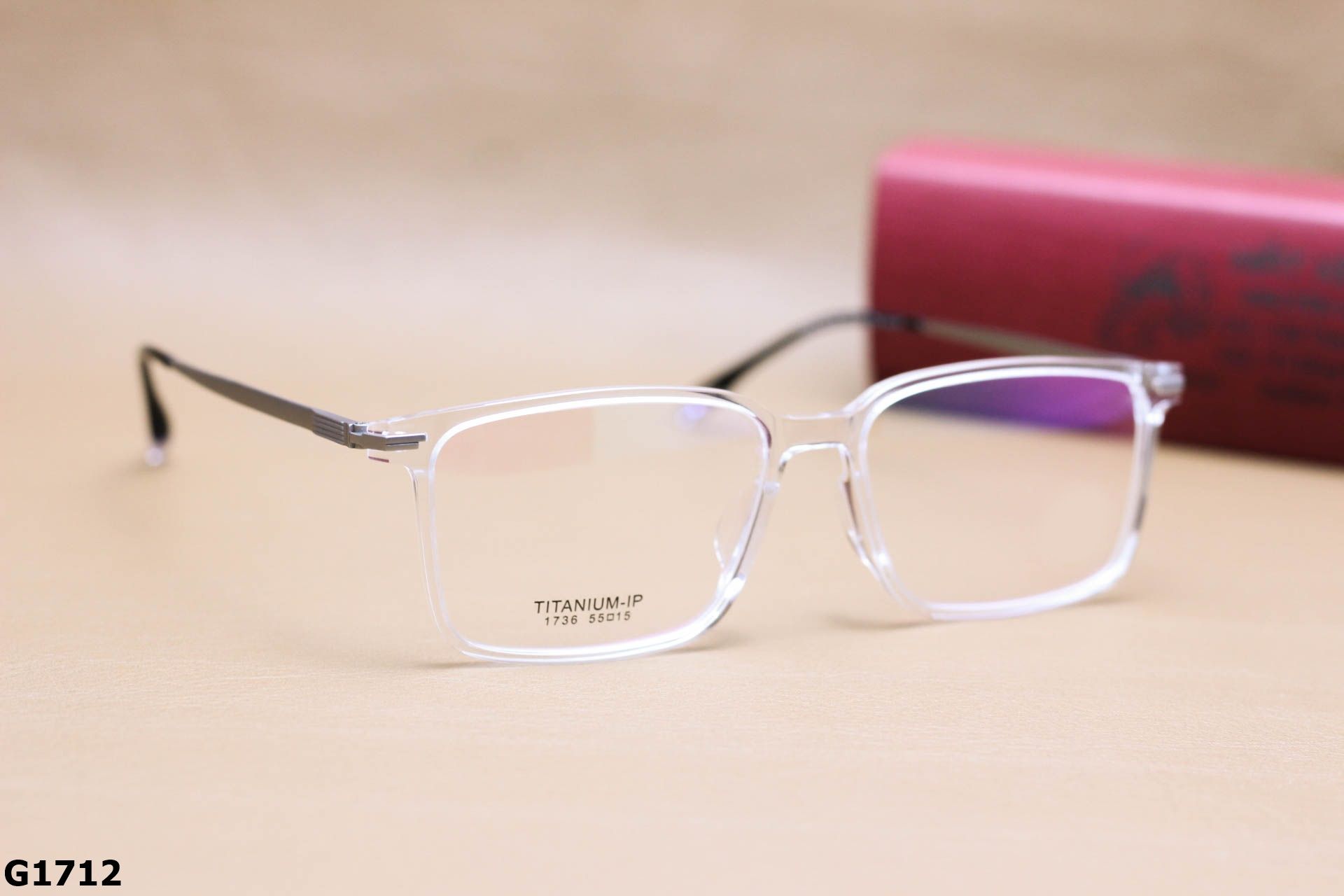 Gọng Kính Cận Dáng Vuông Thanh Mảnh Thời Trang Nam, Chất Titanium IP Cao Cấp - G1712