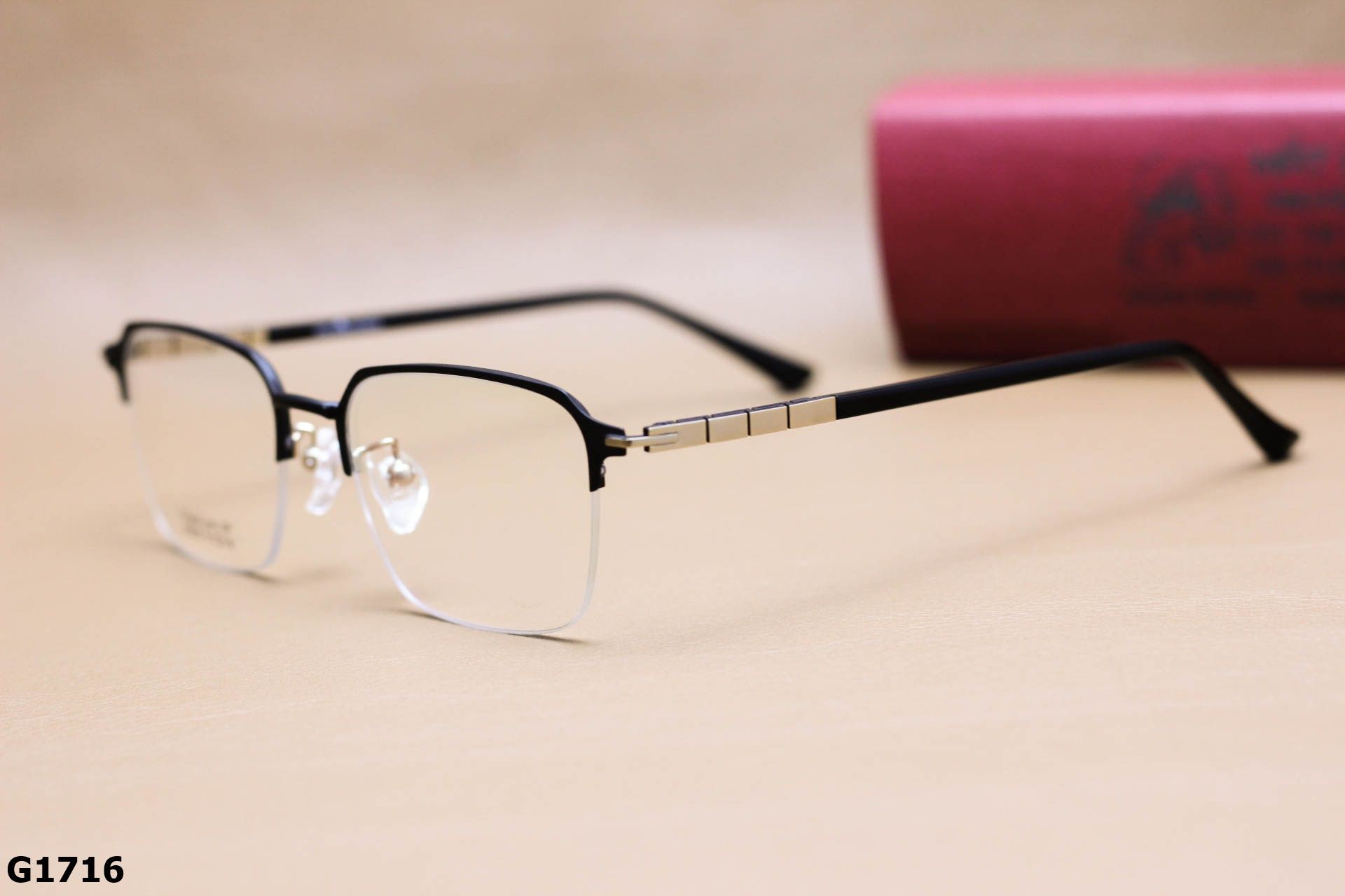 Gọng Kính Cận Nửa Viền Vuông Bầu Unisex, Chất Liệu Titanium IP Cao Cấp Siêu Bền - G1716