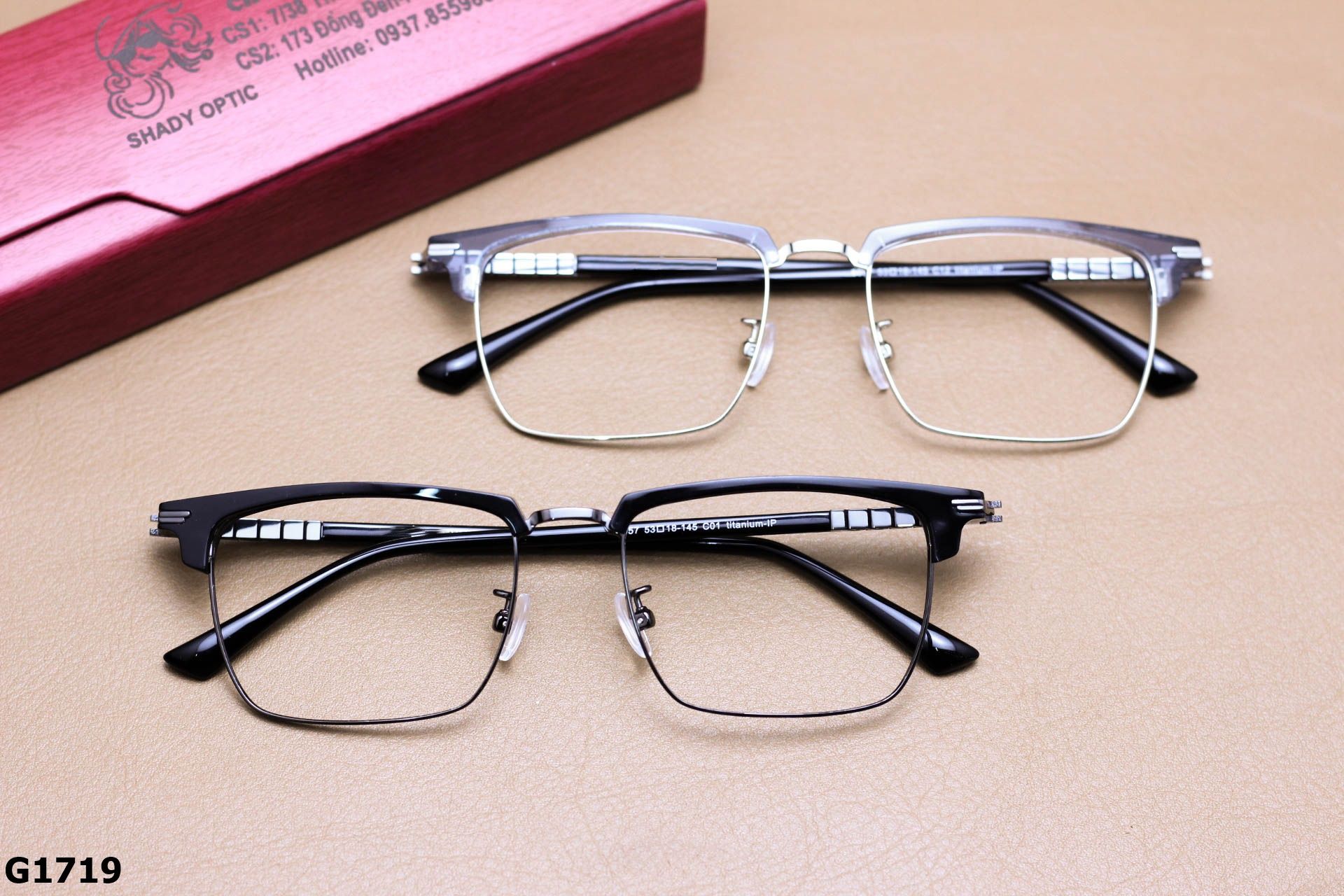 Gọng Kính Cận Nửa Viền Dáng Vuông Thời Trang Unisex, Chất Liệu Titanium IP Cao Cấp - G1719
