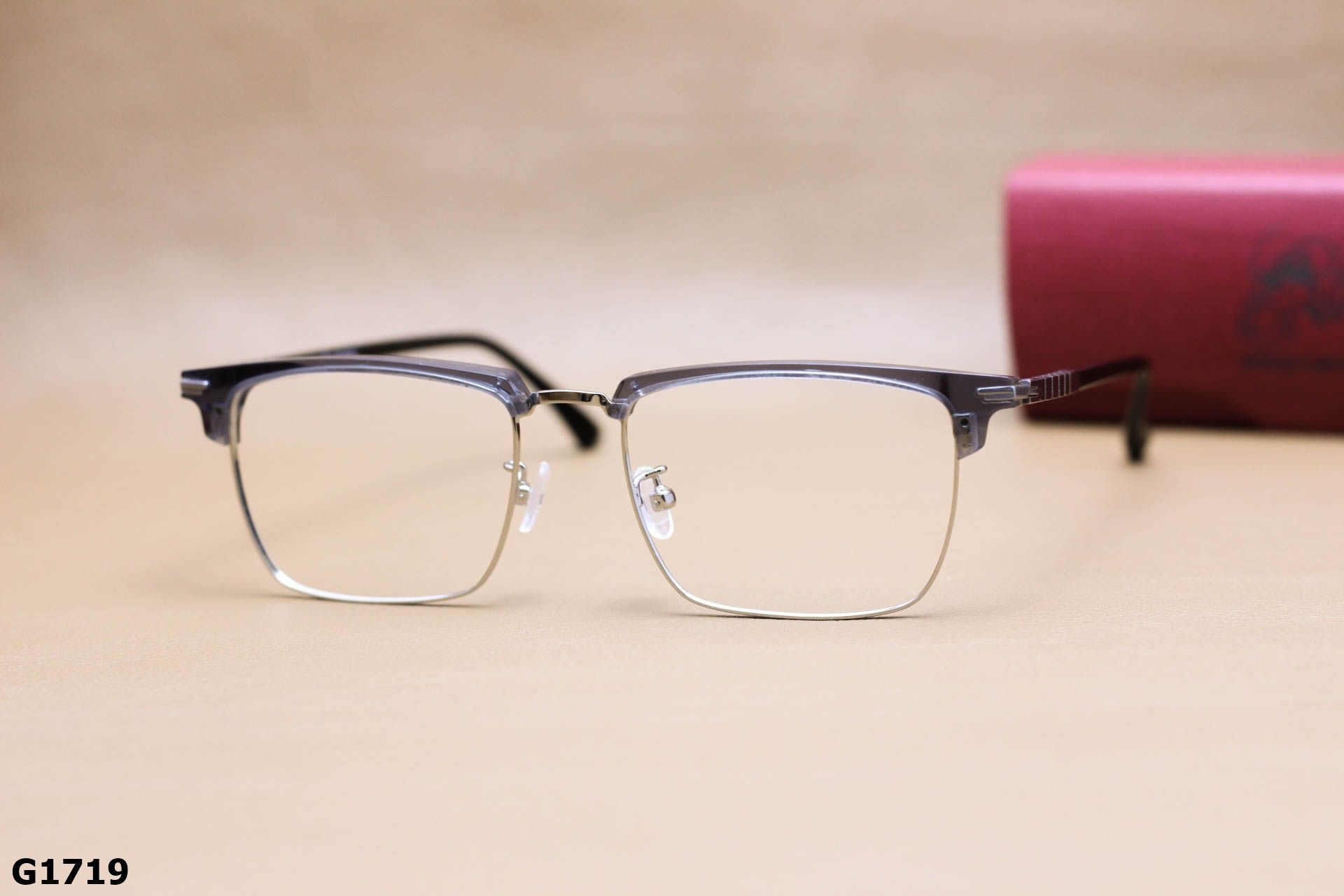 Gọng Kính Cận Nửa Viền Dáng Vuông Thời Trang Unisex, Chất Liệu Titanium IP Cao Cấp - G1719