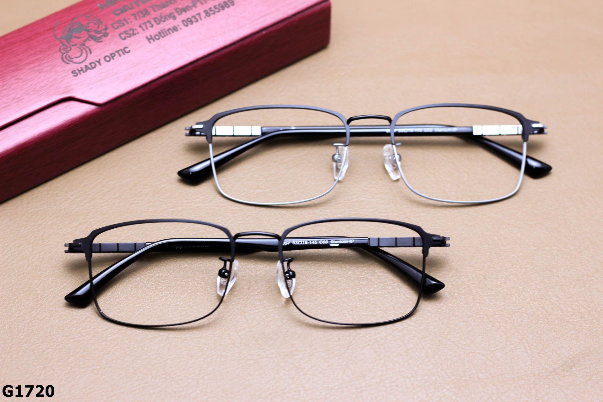 Gọng Kính Cận Nửa Viền Vuông Bầu Unisex, Chất Liệu Titanium IP Cao Cấp Siêu Bền - G1720