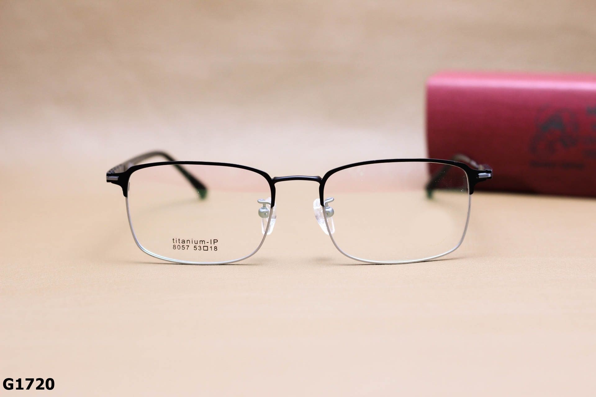Gọng Kính Cận Nửa Viền Vuông Bầu Unisex, Chất Liệu Titanium IP Cao Cấp Siêu Bền - G1720