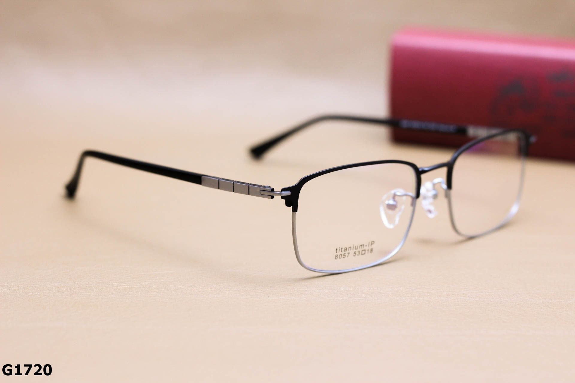 Gọng Kính Cận Nửa Viền Vuông Bầu Unisex, Chất Liệu Titanium IP Cao Cấp Siêu Bền - G1720