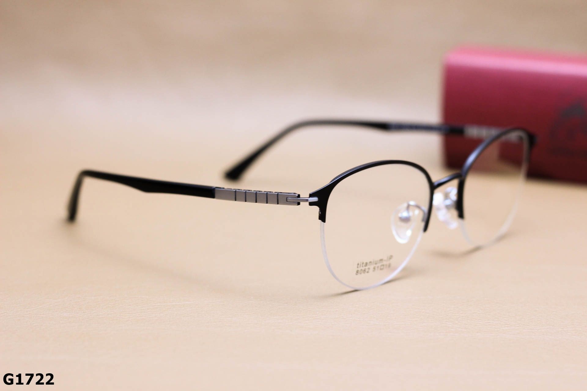 Gọng Kính Cận Nửa Viền Tròn Ngố Unisex, Chất Liệu Titanium IP Cao Cấp Siêu Bền - G1722