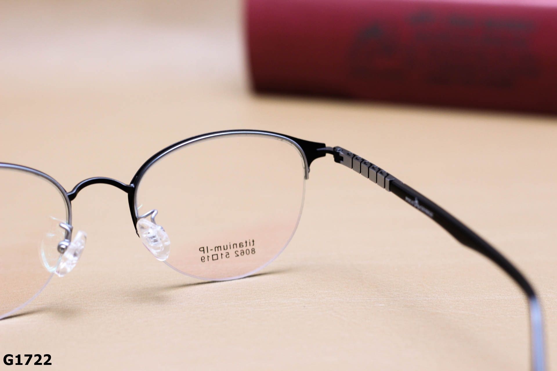 Gọng Kính Cận Nửa Viền Tròn Ngố Unisex, Chất Liệu Titanium IP Cao Cấp Siêu Bền - G1722