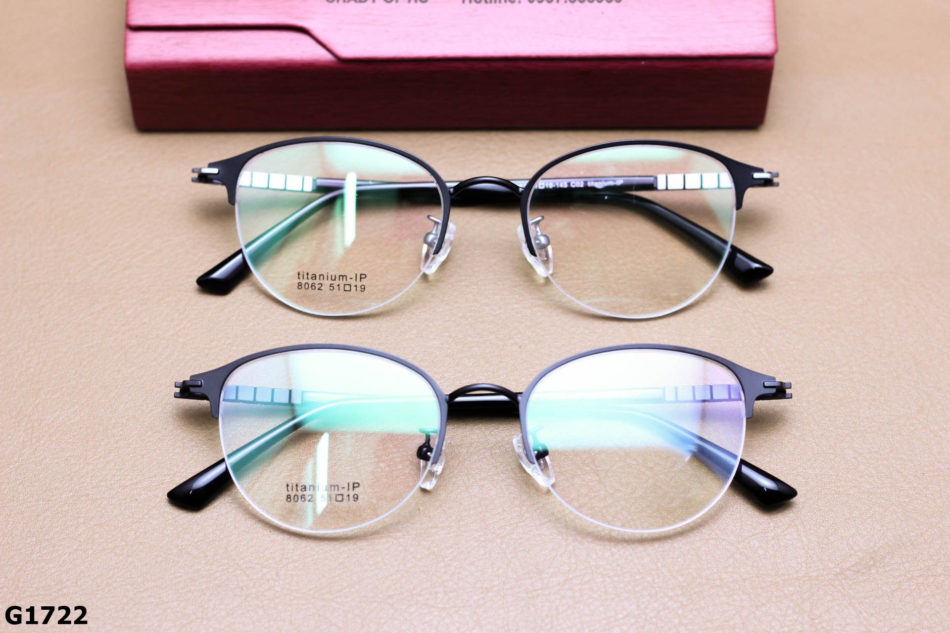 Gọng Kính Cận Nửa Viền Tròn Ngố Unisex, Chất Liệu Titanium IP Cao Cấp Siêu Bền - G1722