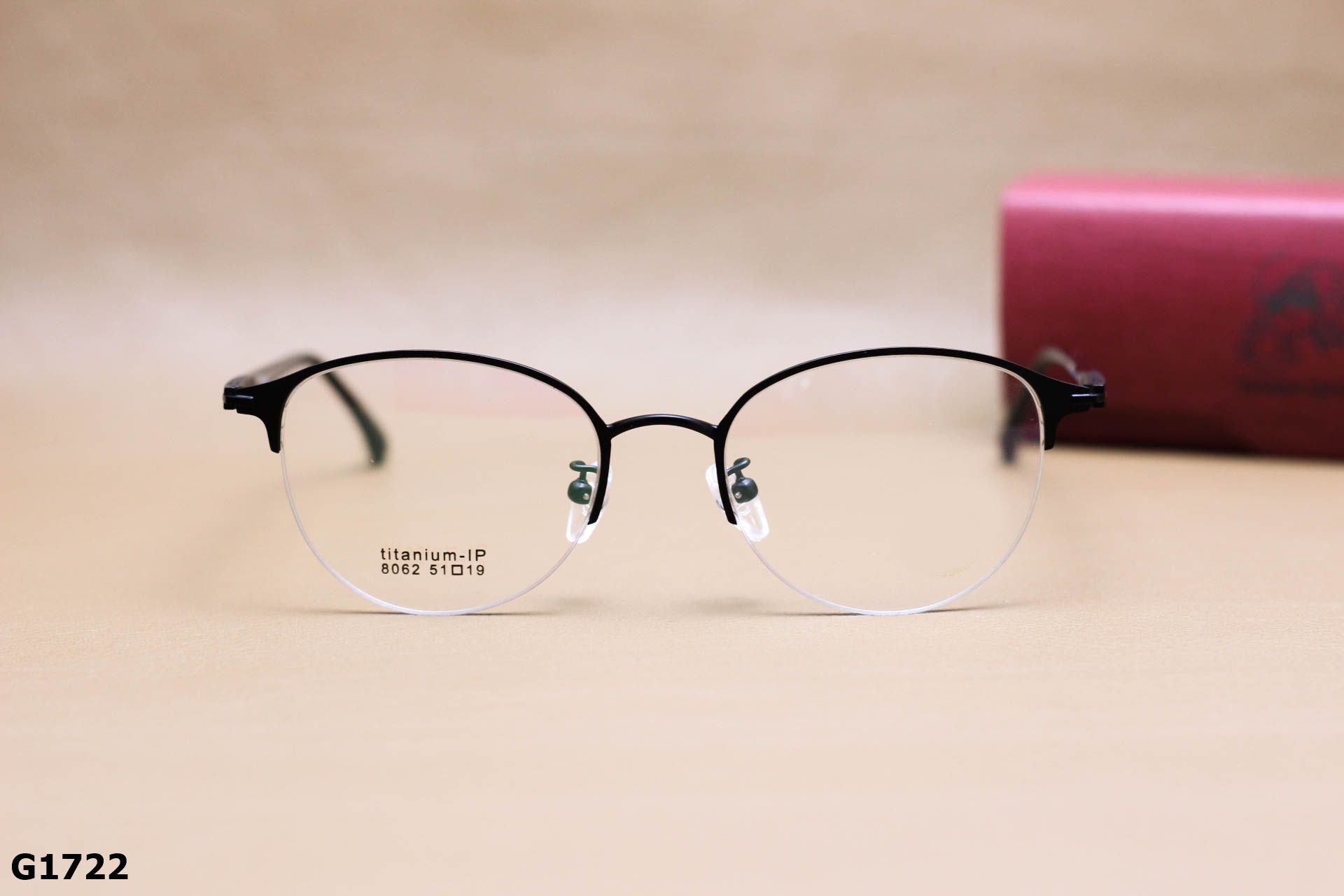 Gọng Kính Cận Nửa Viền Tròn Ngố Unisex, Chất Liệu Titanium IP Cao Cấp Siêu Bền - G1722