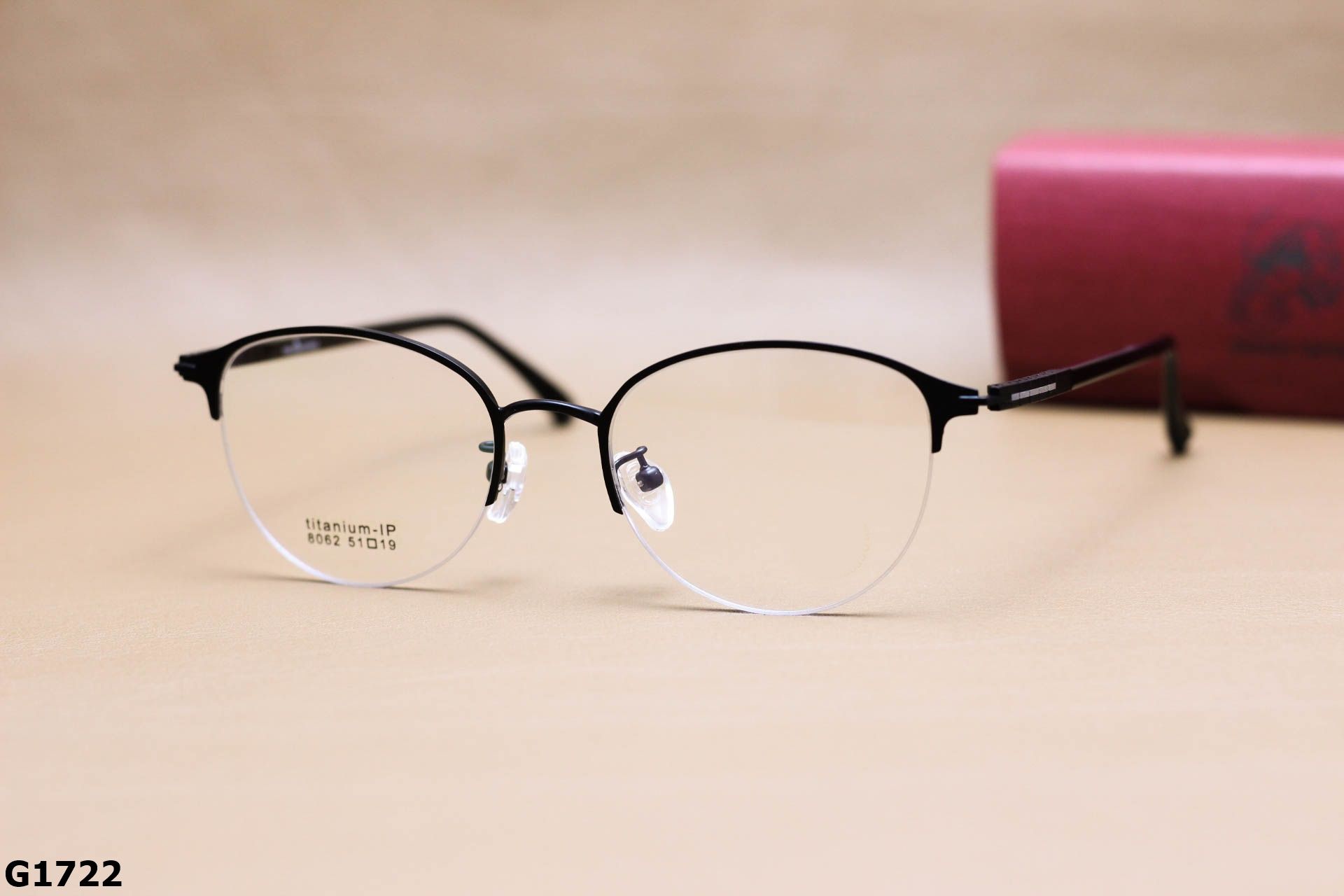 Gọng Kính Cận Nửa Viền Tròn Ngố Unisex, Chất Liệu Titanium IP Cao Cấp Siêu Bền - G1722