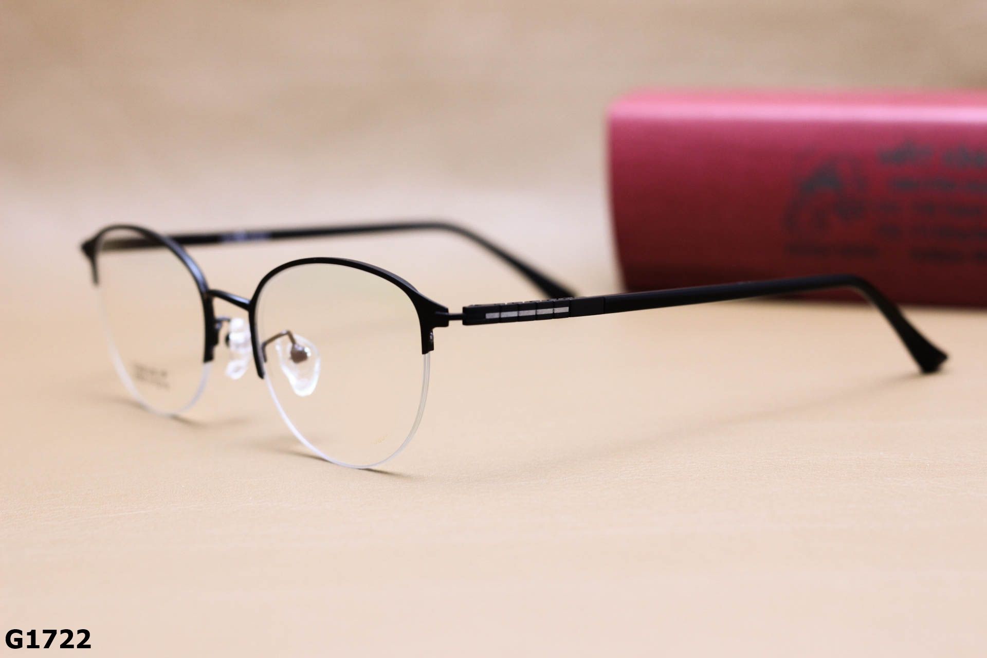 Gọng Kính Cận Nửa Viền Tròn Ngố Unisex, Chất Liệu Titanium IP Cao Cấp Siêu Bền - G1722