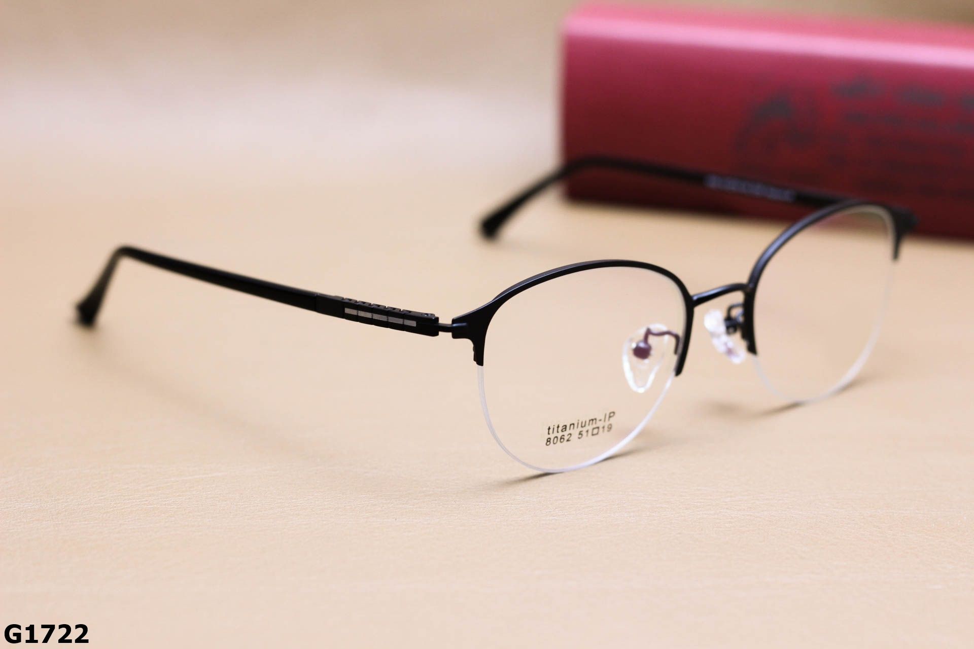 Gọng Kính Cận Nửa Viền Tròn Ngố Unisex, Chất Liệu Titanium IP Cao Cấp Siêu Bền - G1722